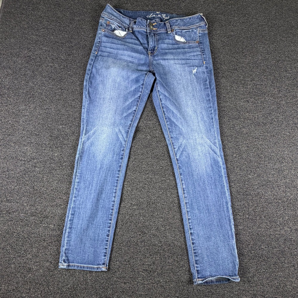 American Eagle Jeans Womens 10 Skinny Blue Stretch Medium Wash EUC Vintage